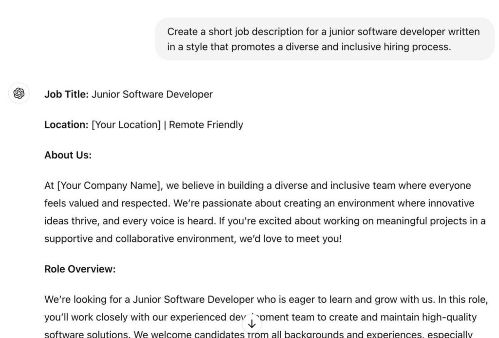 How to use ChatGPT to create job descriptions