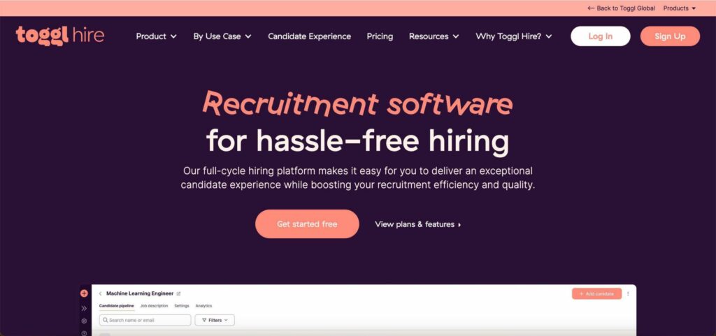 Toggl Hire recruitment software