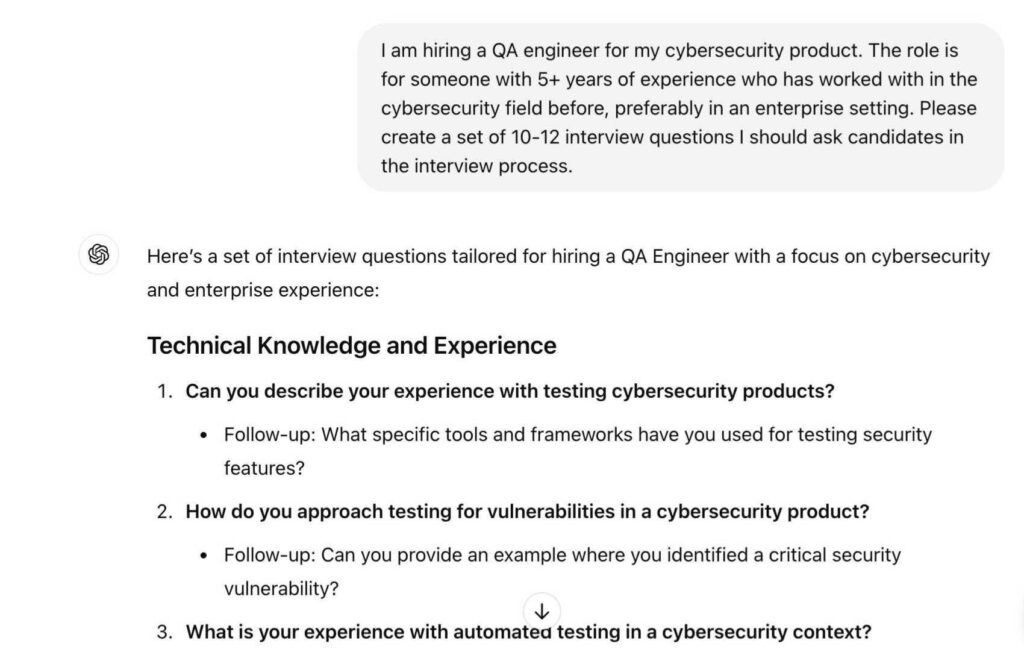 ChatGPT for interview questions