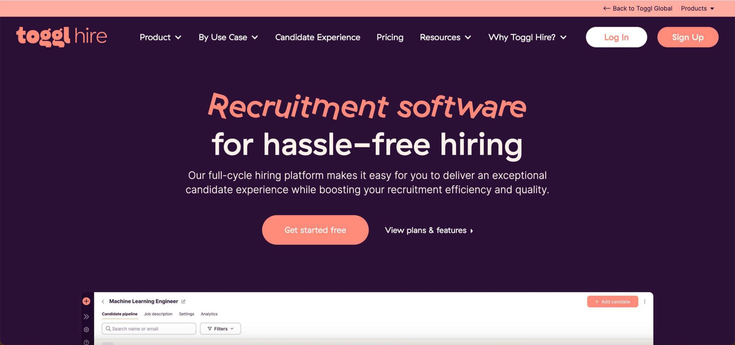 Toggl Hire recruitment software