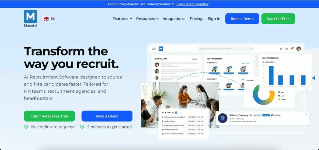 Manatal applicant tracking system