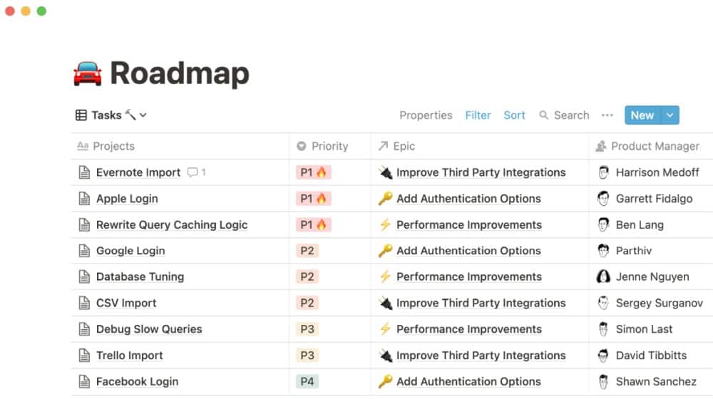 Notion database example