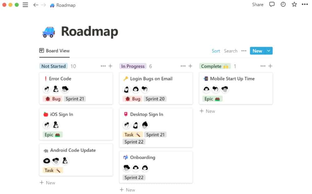 Visualize a database in Notion as a Kanban board