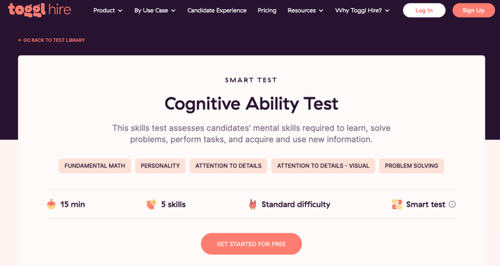 Cognitive ability skills test
