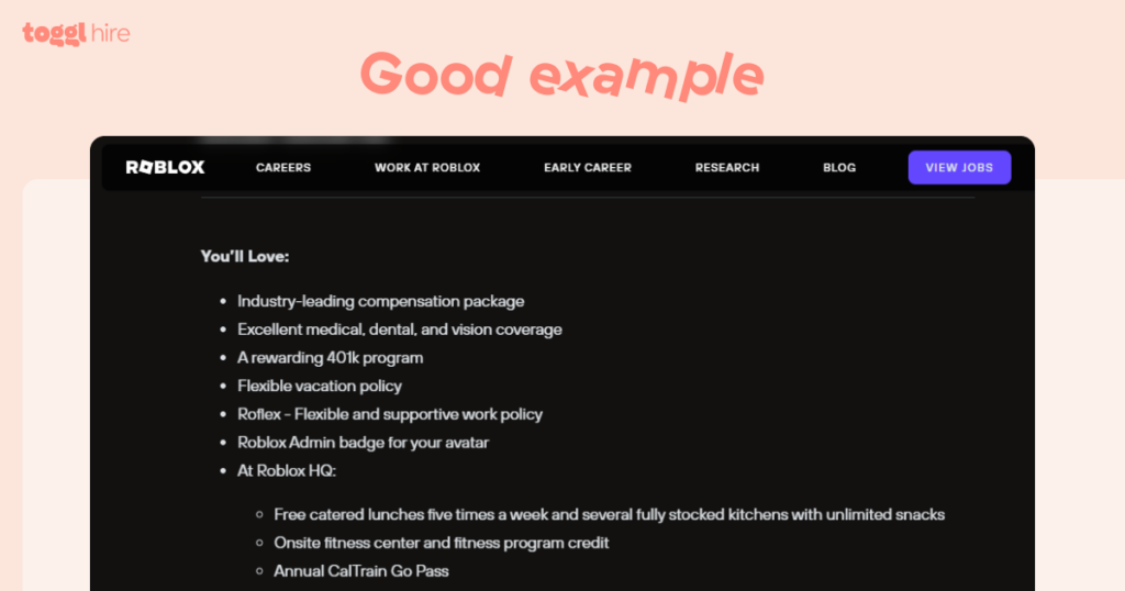 Good example of job description