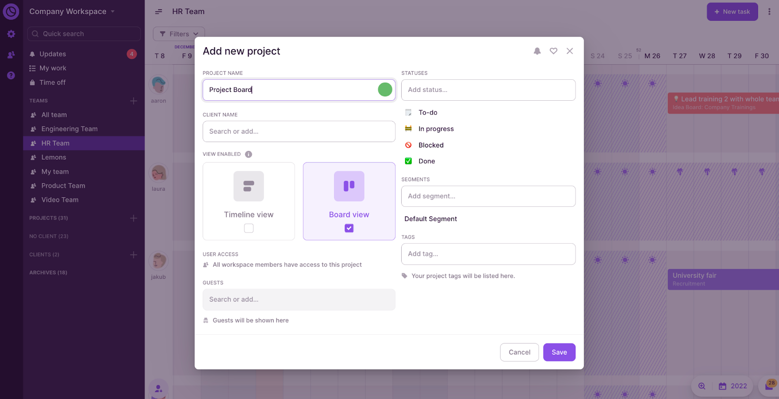 Screenshot of Toggl Plan.