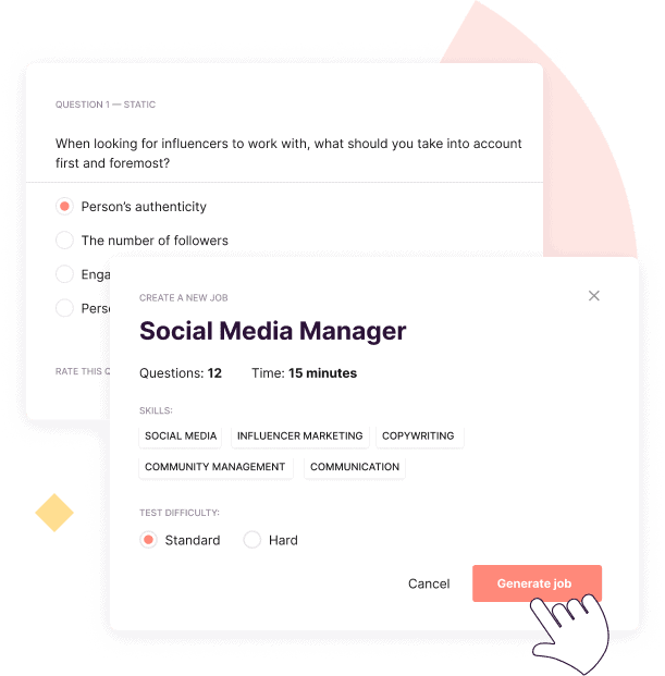 Social media marketing skills test template on Toggl Hire