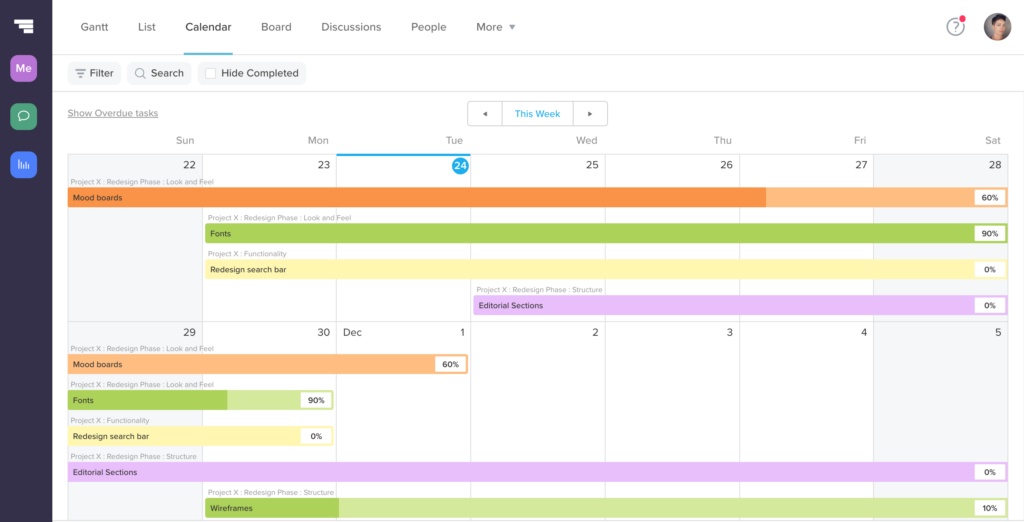 A screenshot of TeamGantt.