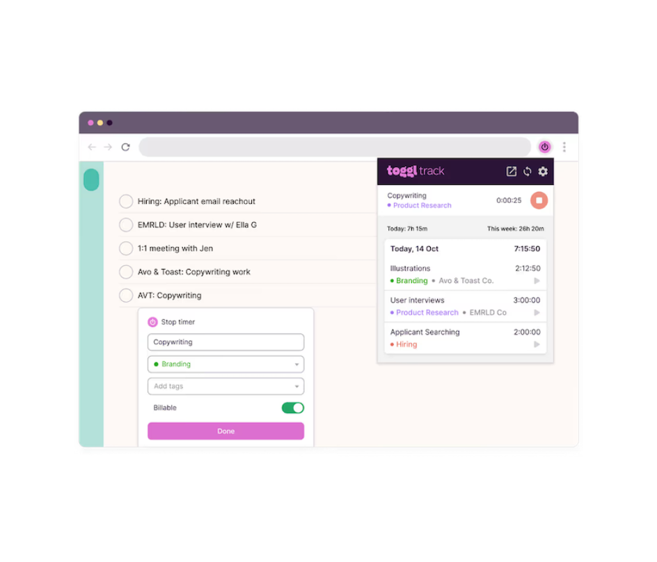 Toggl dashboard small