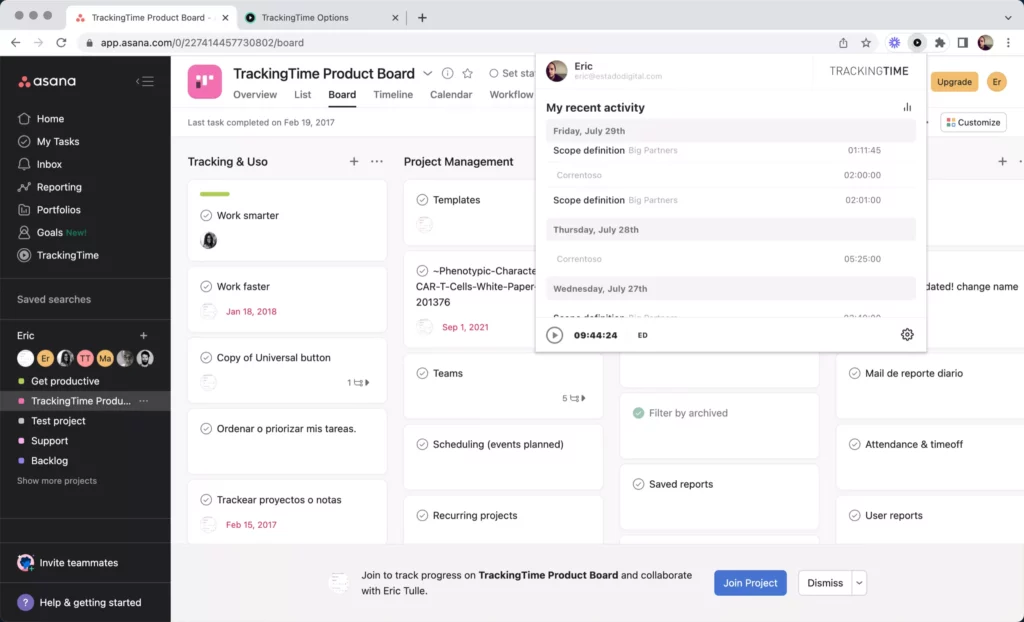 Asana time tracking integrations